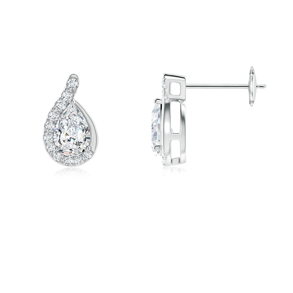 6x4mm FGVS Lab-Grown Pear Diamond Earrings with Swirl Frame in White Gold side 199