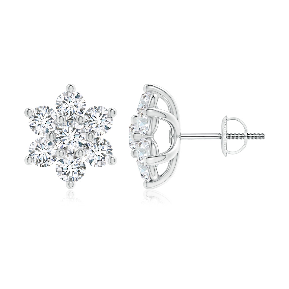 3.6mm FGVS Lab-Grown Six Petal Diamond Flower Stud Earrings in 18K White Gold 