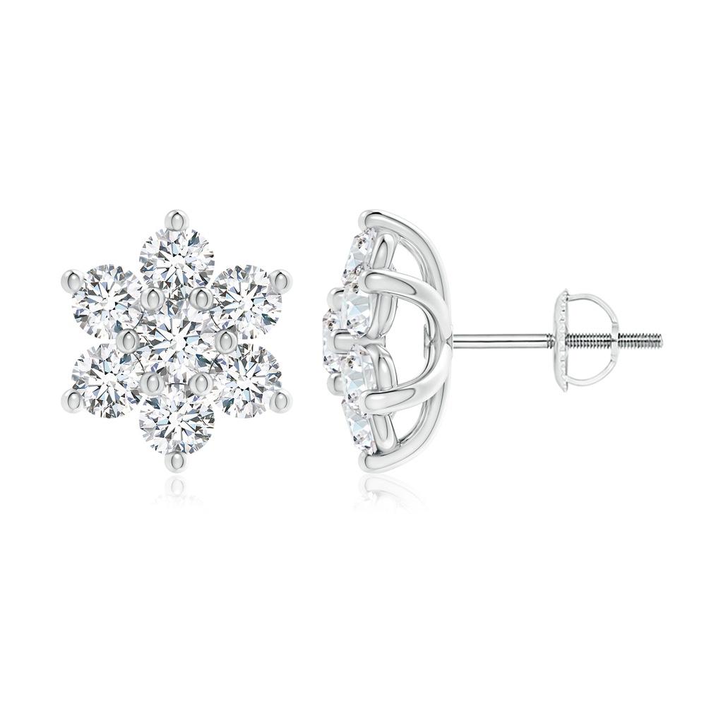 3.6mm FGVS Lab-Grown Six Petal Diamond Flower Stud Earrings in White Gold