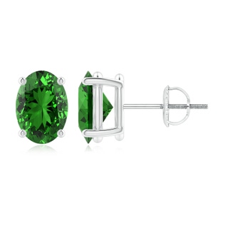 8x6mm Labgrown Lab-Grown Prong-Set Solitaire Oval Emerald Stud Earrings in P950 Platinum