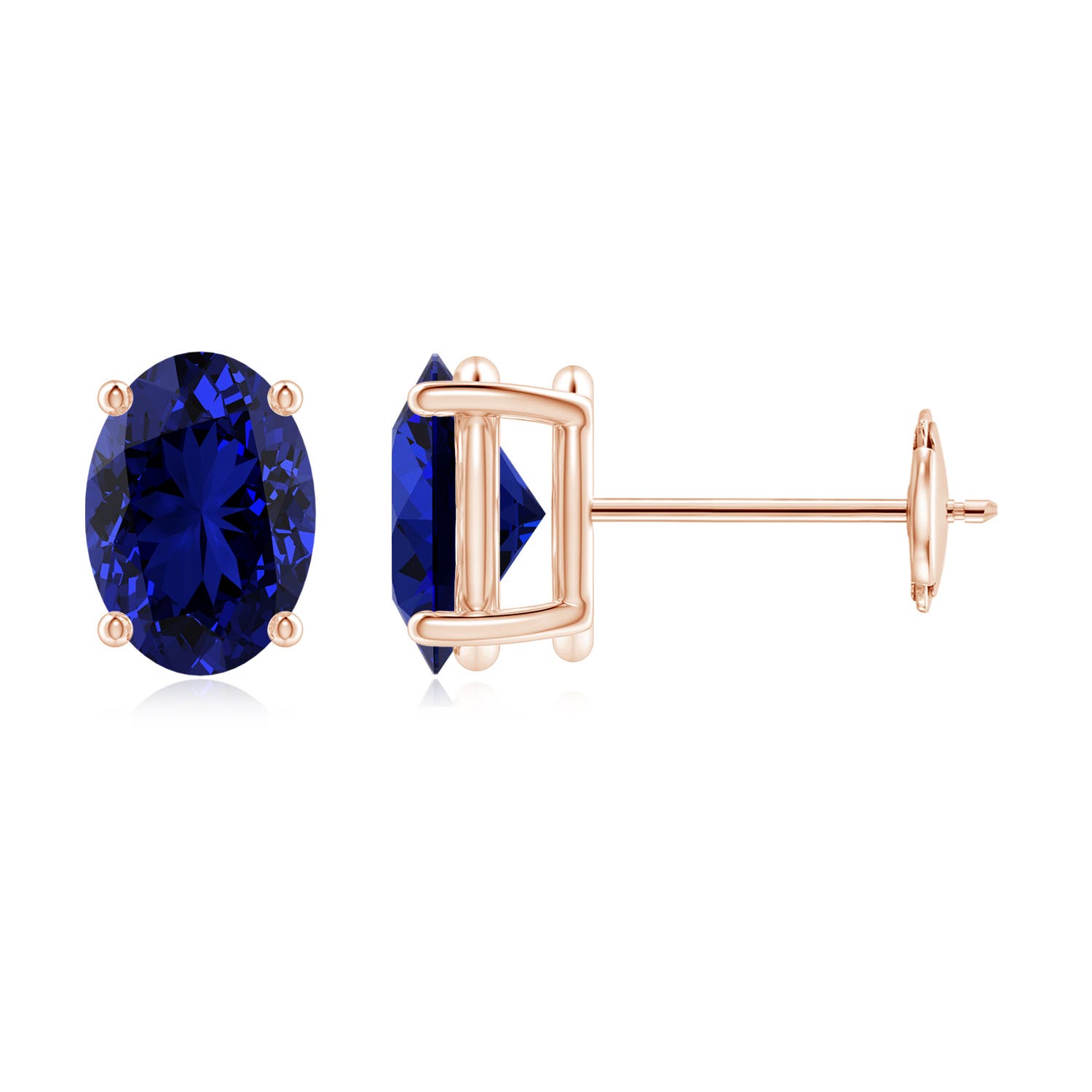 Premium - Lab-Grown Blue Sapphire / 1.7 CT / 14 KT Rose Gold