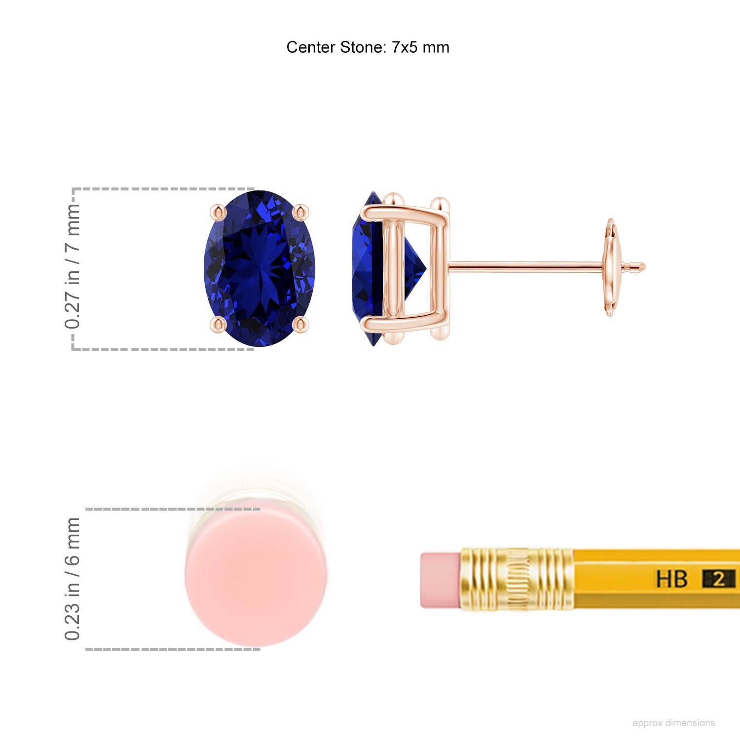 Premium - Lab-Grown Blue Sapphire / 1.7 CT / 14 KT Rose Gold