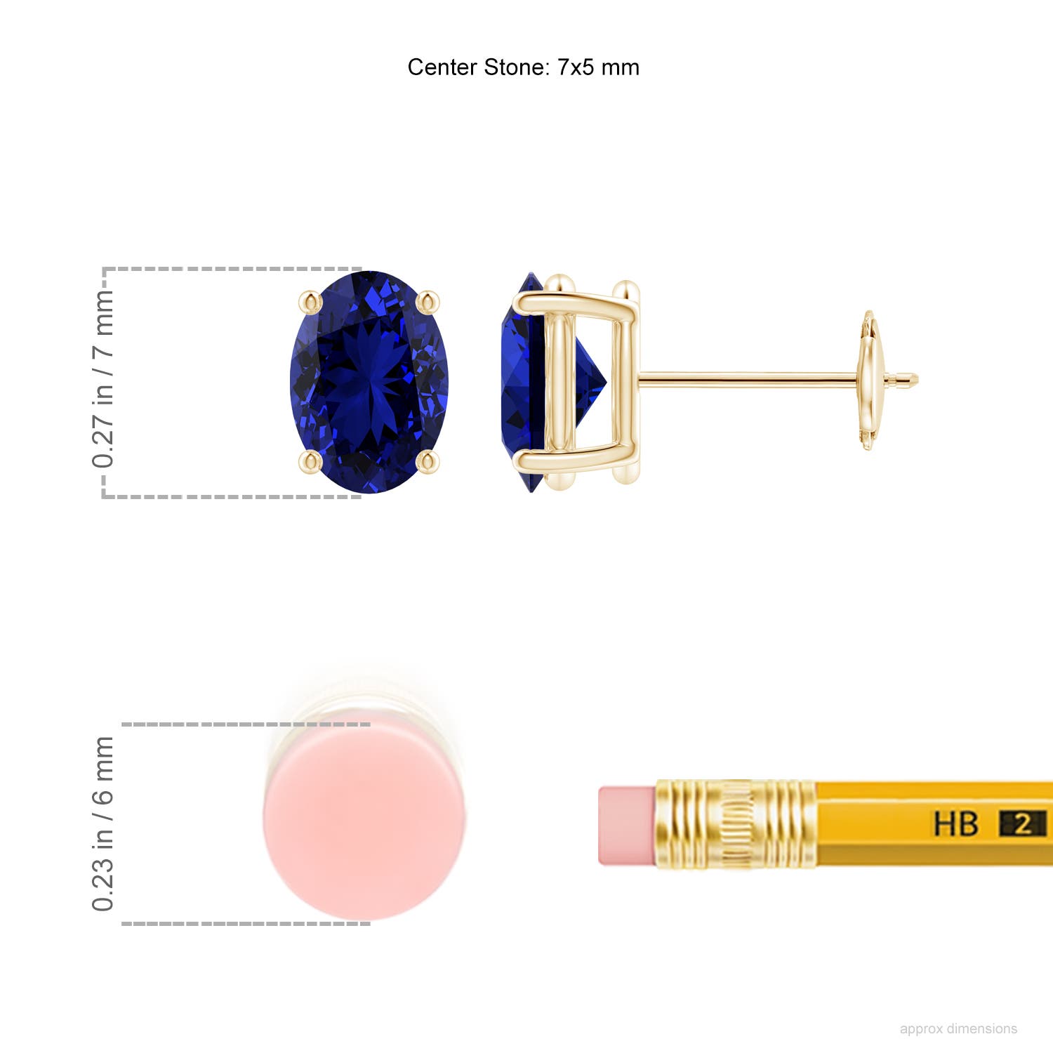 Premium - Lab-Grown Blue Sapphire / 1.7 CT / 14 KT Yellow Gold