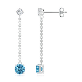 4mm Labgrown Yard Chain Lab-Grown Fancy Intense Blue Diamond Drop Earrings in P950 Platinum