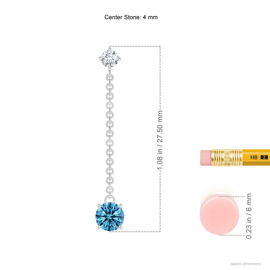 4mm Labgrown Yard Chain Lab-Grown Fancy Intense Blue Diamond Drop Earrings in P950 Platinum ruler