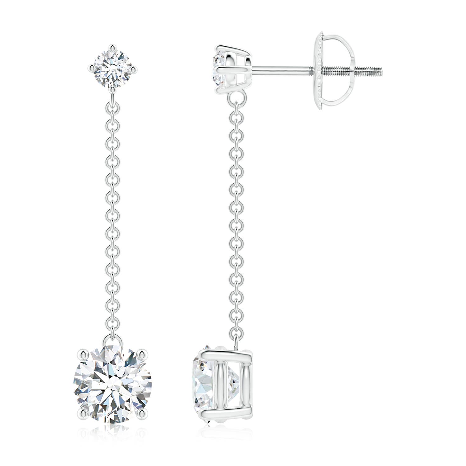 5.7mm FGVS Lab-Grown Yard Chain Diamond Drop Earrings in 18K White Gold