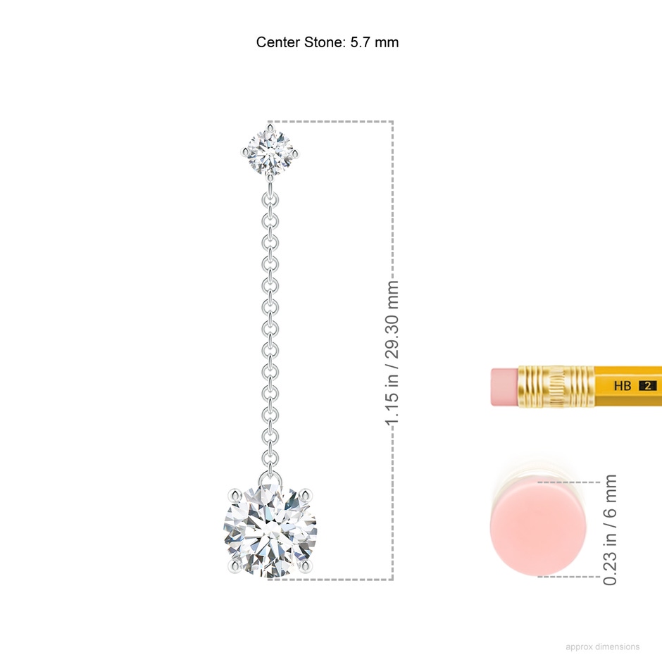 5.7mm FGVS Lab-Grown Yard Chain Diamond Drop Earrings in White Gold ruler
