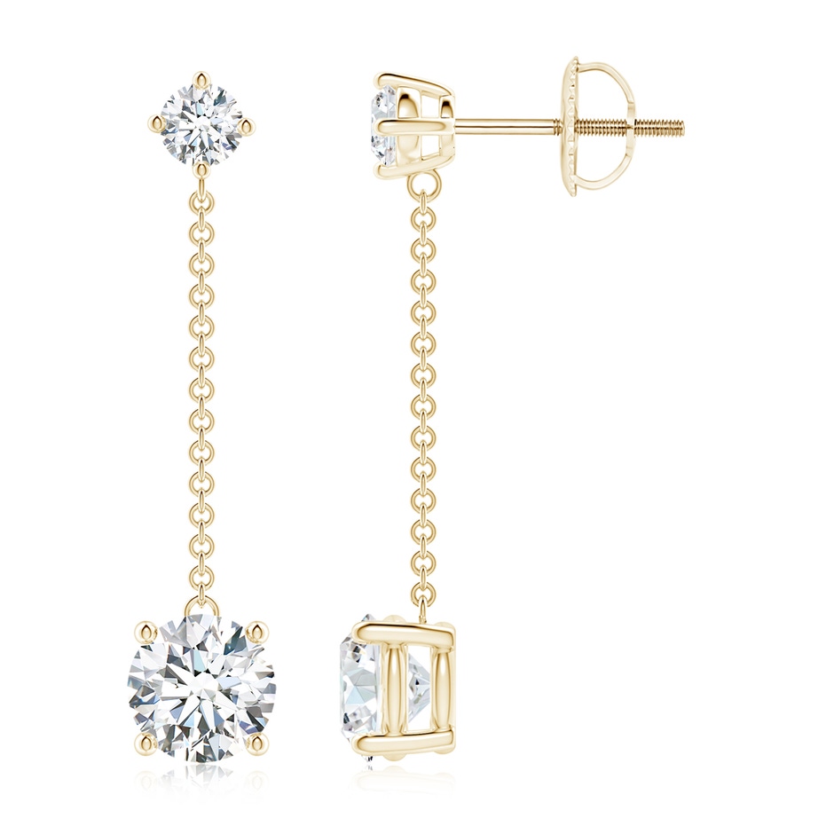 6.2mm FGVS Lab-Grown Yard Chain Diamond Drop Earrings in Yellow Gold 