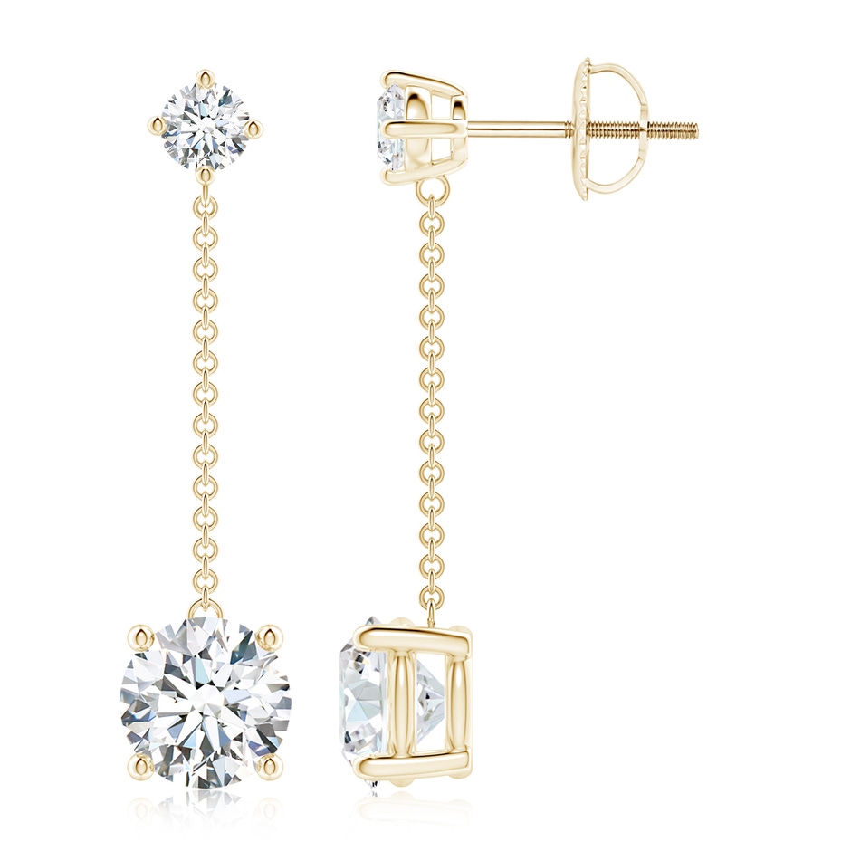 7.2mm FGVS Lab-Grown Yard Chain Diamond Drop Earrings in 18K Yellow Gold 