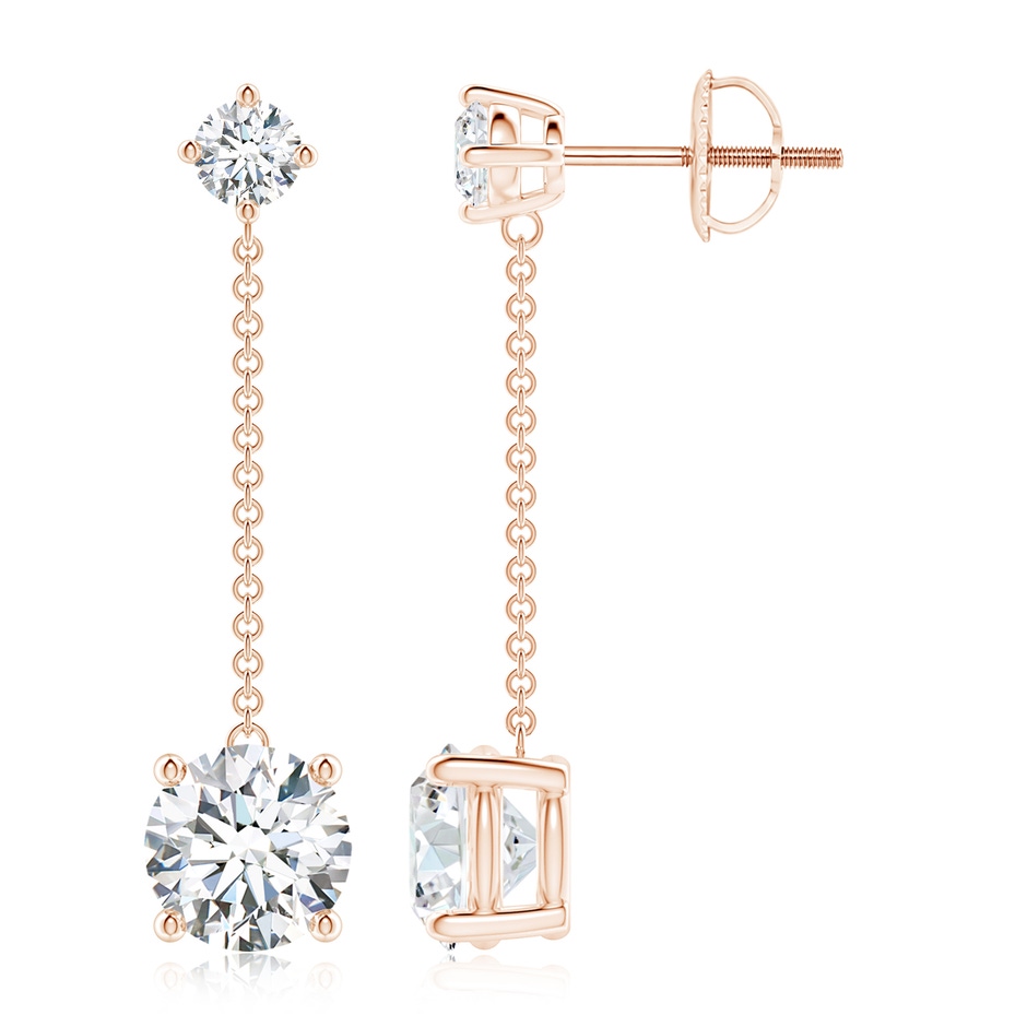 7.2mm FGVS Lab-Grown Yard Chain Diamond Drop Earrings in Rose Gold 