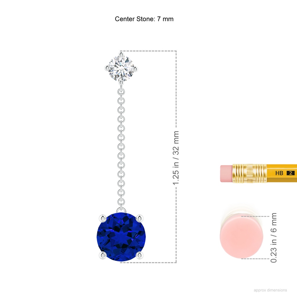 7mm Labgrown Lab-Grown Yard Chain Blue  Sapphire and Diamond Drop Earrings in White Gold ruler