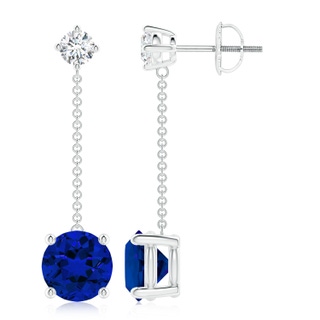 8mm Labgrown Lab-Grown Yard Chain Blue  Sapphire and Diamond Drop Earrings in White Gold