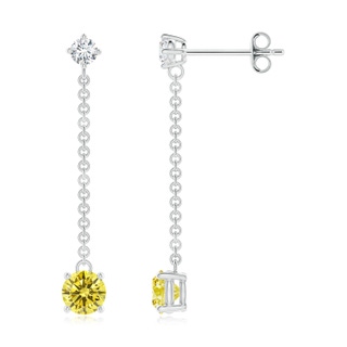 4mm Labgrown Yard Chain Lab-Grown Fancy Intense Yellow Diamond Drop Earrings in P950 Platinum