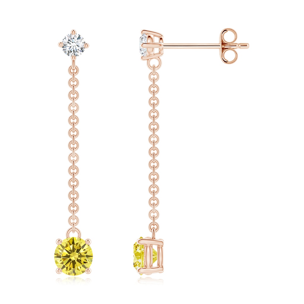 4mm Labgrown Yard Chain Lab-Grown Fancy Intense Yellow Diamond Drop Earrings in Rose Gold