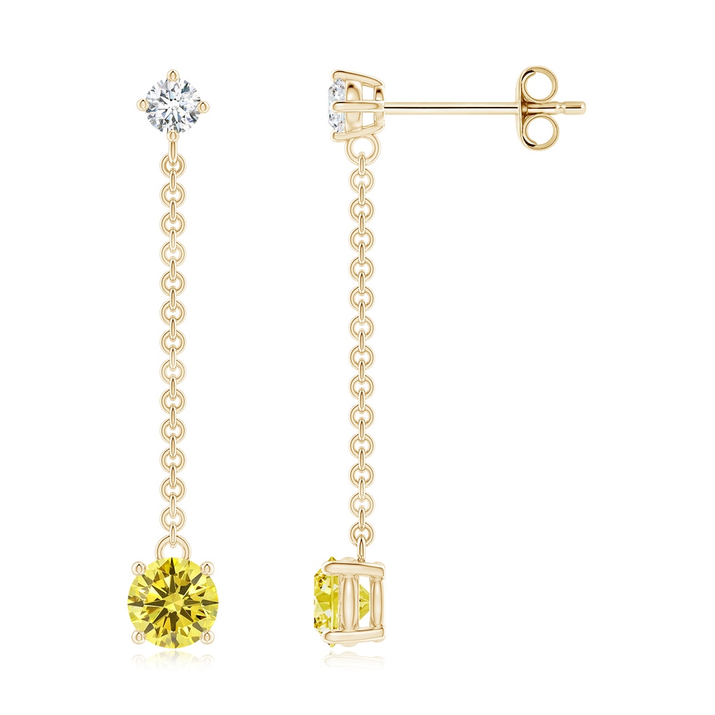 4mm Labgrown Yard Chain Lab-Grown Fancy Intense Yellow Diamond Drop Earrings in Yellow Gold