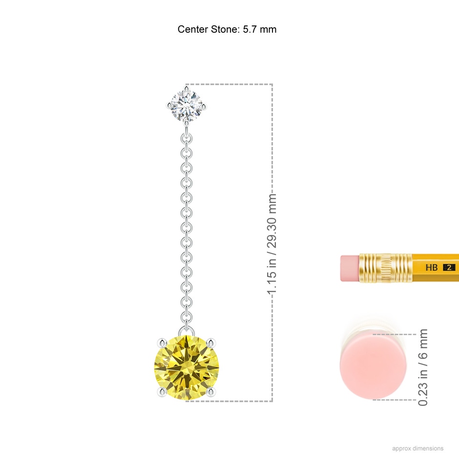 5.7mm Labgrown Yard Chain Lab-Grown Fancy Intense Yellow Diamond Drop Earrings in White Gold ruler