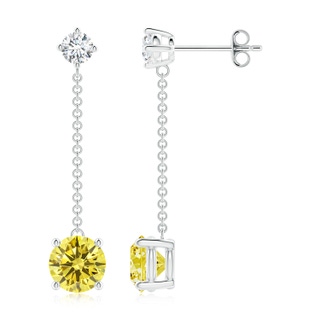 6.2mm Labgrown Yard Chain Lab-Grown Fancy Intense Yellow Diamond Drop Earrings in P950 Platinum