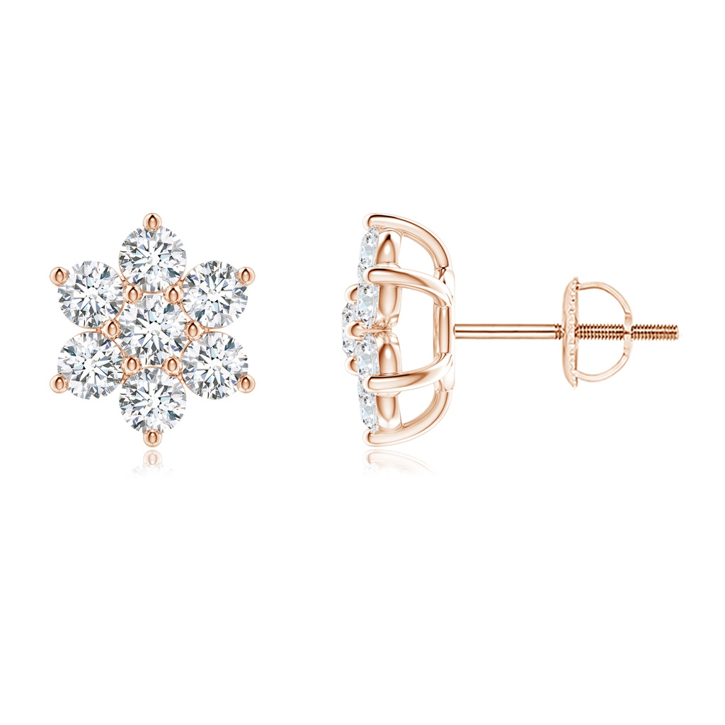 2.8mm FGVS Lab-Grown Diamond Flower-Shaped Stud Earrings in Rose Gold