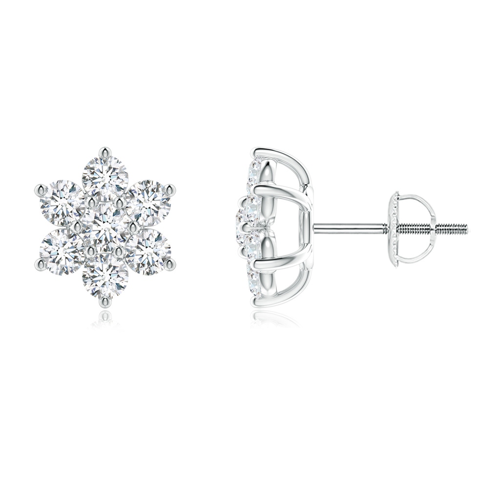 2.8mm FGVS Lab-Grown Diamond Flower-Shaped Stud Earrings in White Gold