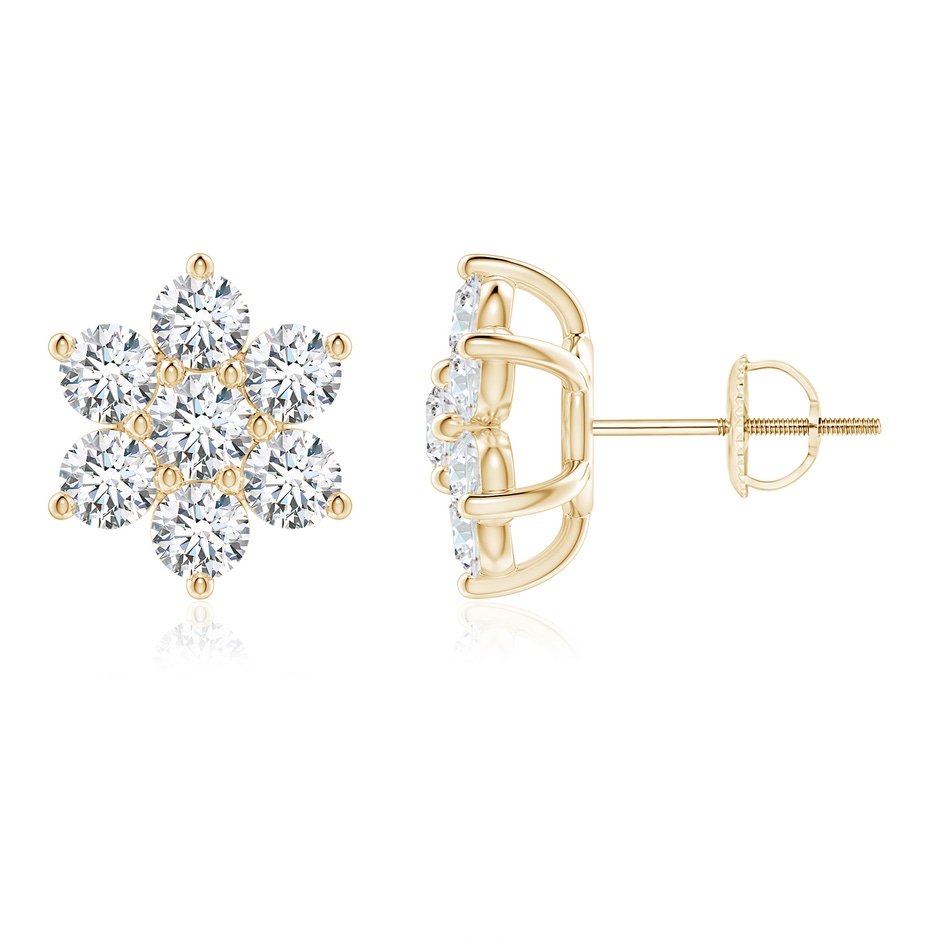 3.25mm FGVS Lab-Grown Diamond Flower-Shaped Stud Earrings in 18K Yellow Gold 