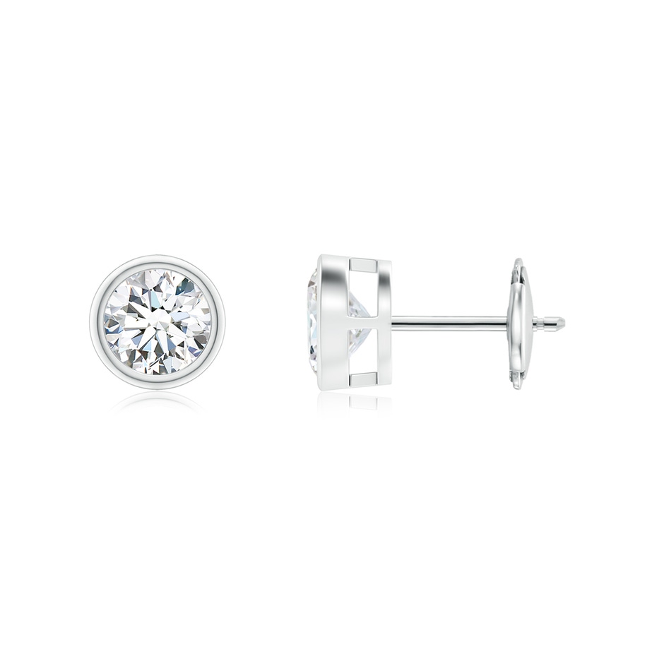 5.1mm FGVS Lab-Grown Bezel-Set Diamond Solitaire Stud Earrings in 18K White Gold 