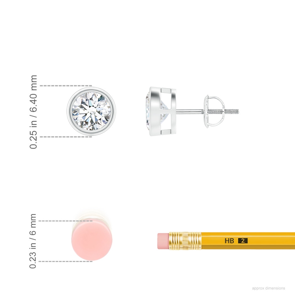 5.1mm FGVS Lab-Grown Bezel-Set Diamond Solitaire Stud Earrings in P950 Platinum ruler
