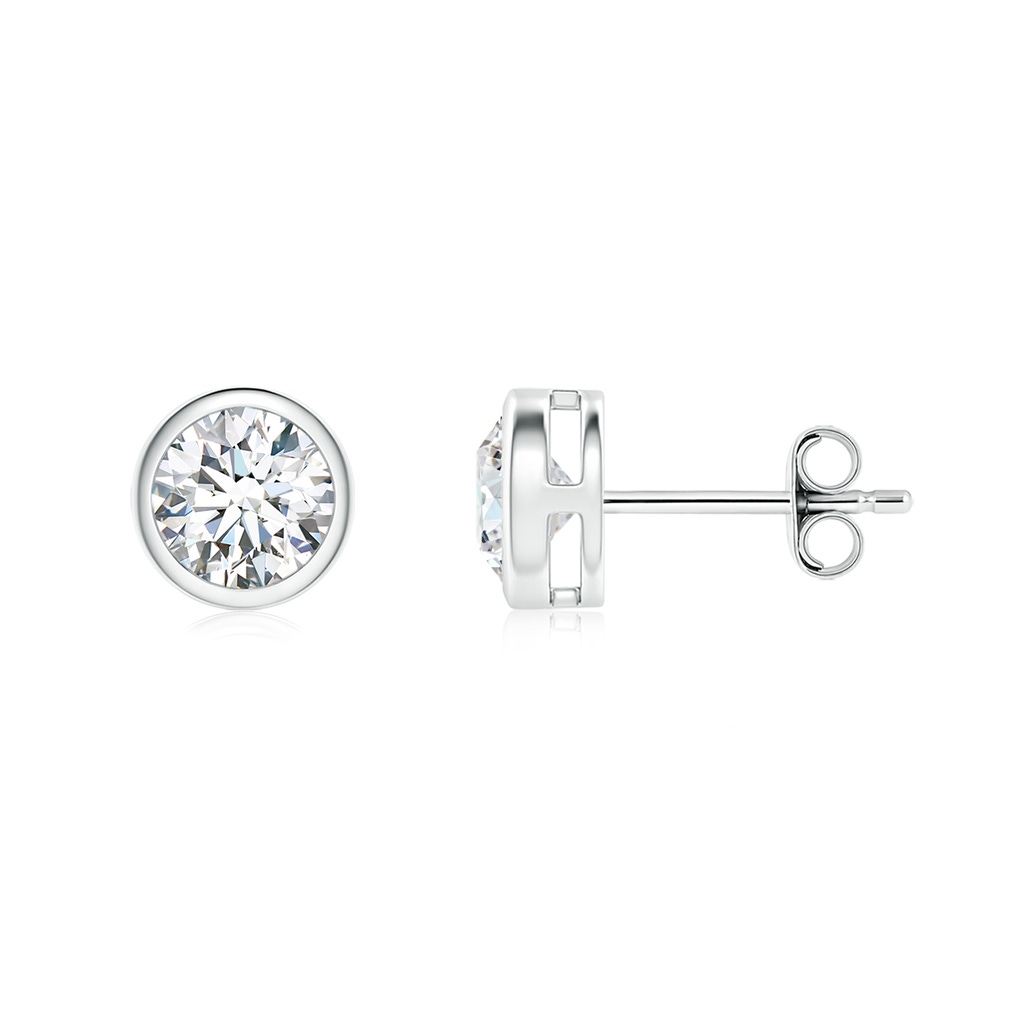 5.1mm FGVS Lab-Grown Bezel-Set Diamond Solitaire Stud Earrings in S999 Silver