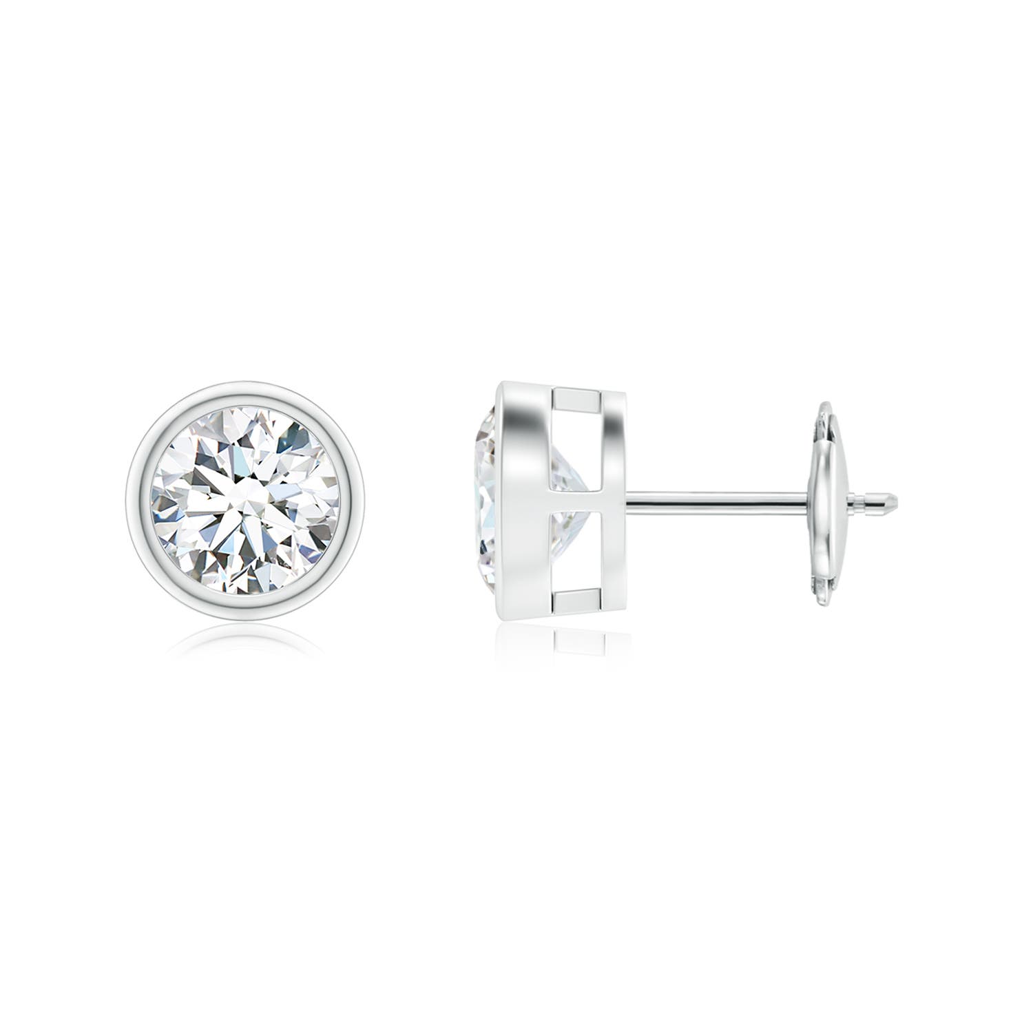 6.4mm FGVS Lab-Grown Bezel-Set Diamond Solitaire Stud Earrings in 18K White Gold