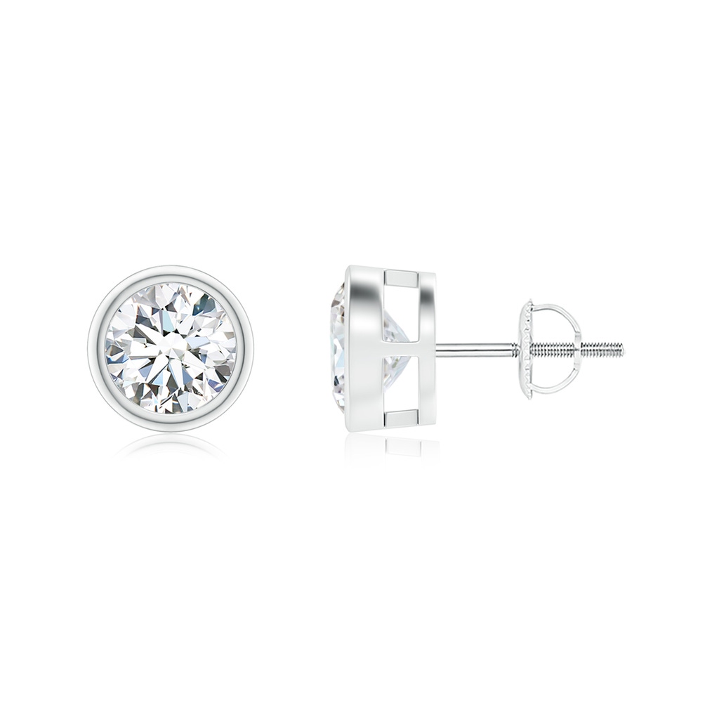 6.4mm FGVS Lab-Grown Bezel-Set Diamond Solitaire Stud Earrings in P950 Platinum