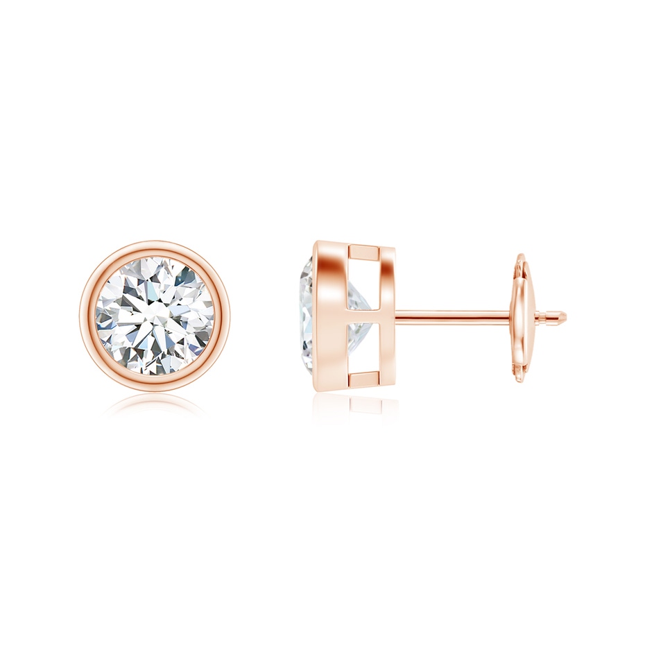 6.4mm FGVS Lab-Grown Bezel-Set Diamond Solitaire Stud Earrings in Rose Gold 
