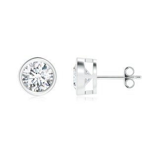 6.4mm FGVS Lab-Grown Bezel-Set Diamond Solitaire Stud Earrings in S999 Silver