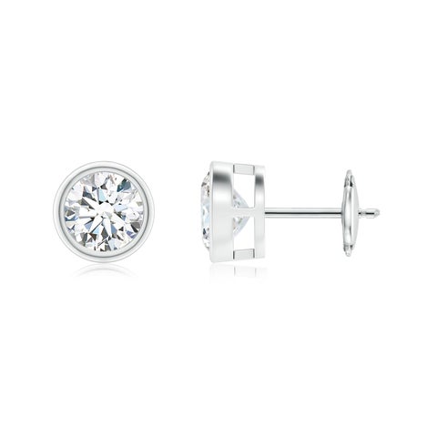 6.4mm FGVS Lab-Grown Bezel-Set Diamond Solitaire Stud Earrings in White Gold