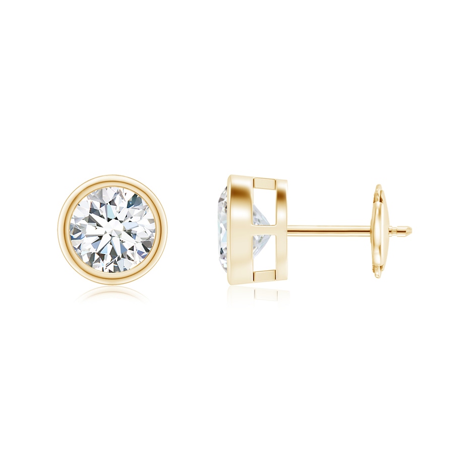 6.4mm FGVS Lab-Grown Bezel-Set Diamond Solitaire Stud Earrings in Yellow Gold 