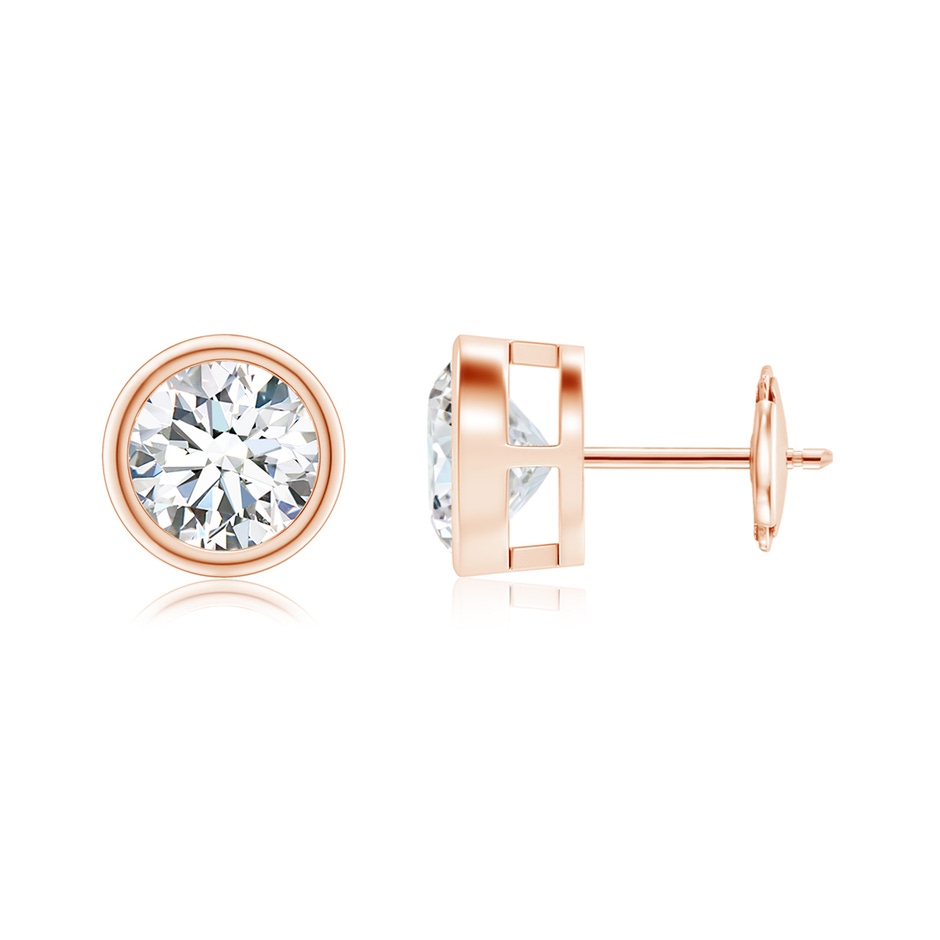 7.4mm FGVS Lab-Grown Bezel-Set Diamond Solitaire Stud Earrings in 18K Rose Gold 
