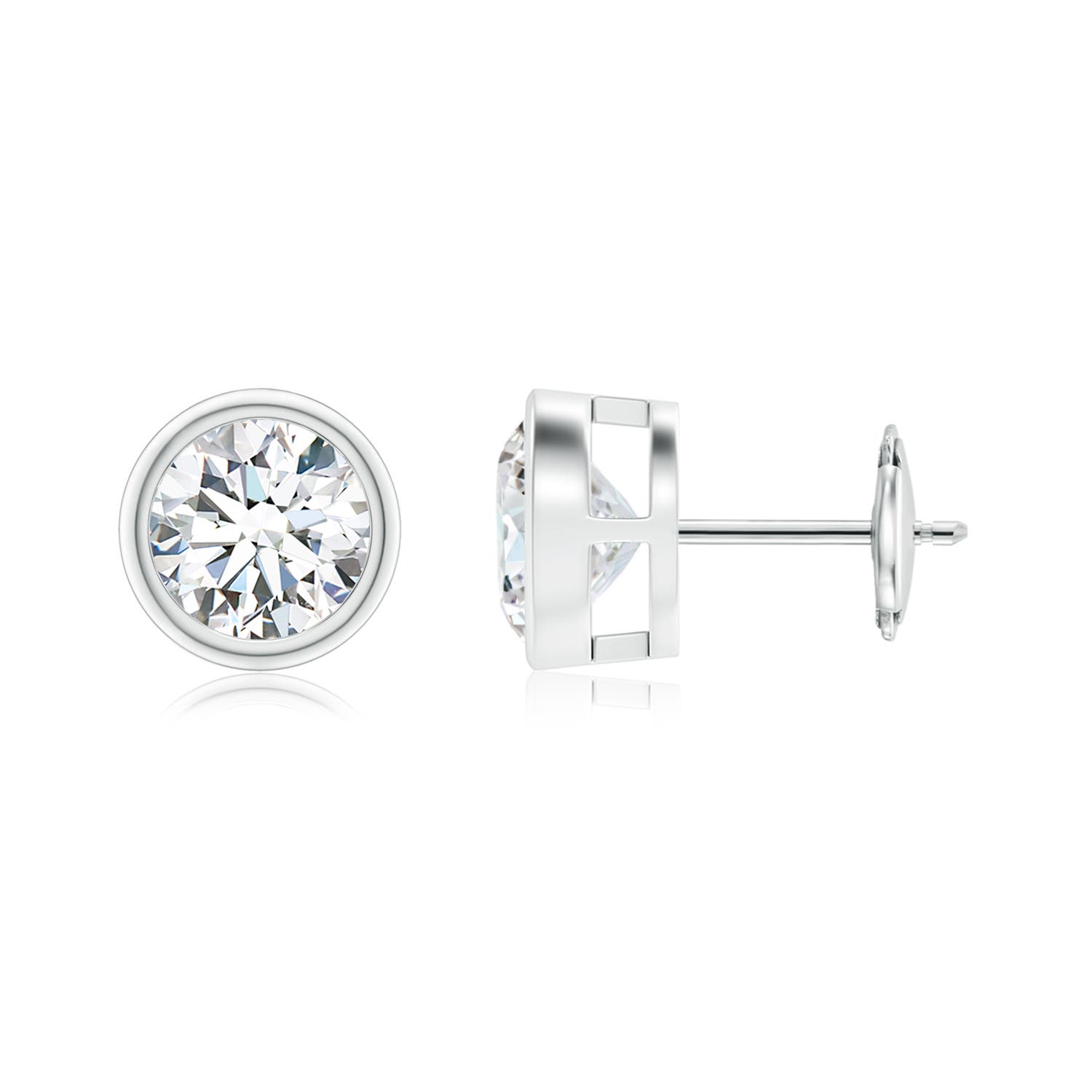 7.4mm FGVS Lab-Grown Bezel-Set Diamond Solitaire Stud Earrings in 18CT White Gold