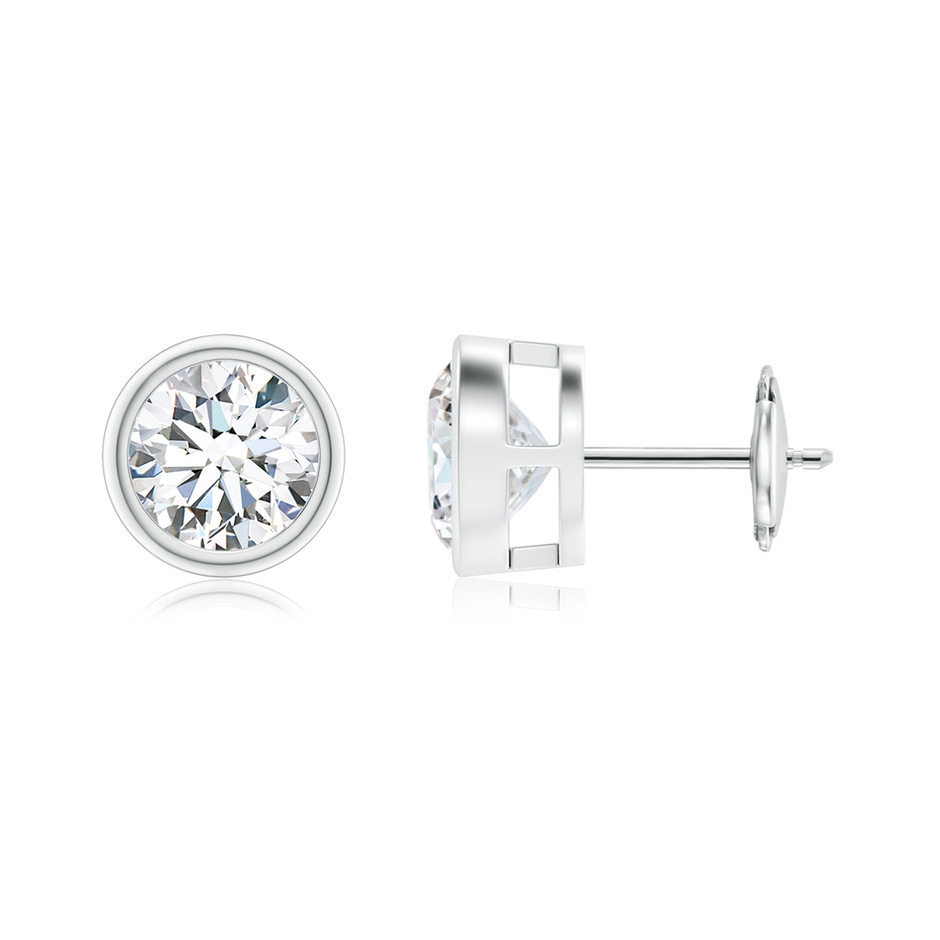 7.4mm FGVS Lab-Grown Bezel-Set Diamond Solitaire Stud Earrings in 18K White Gold 
