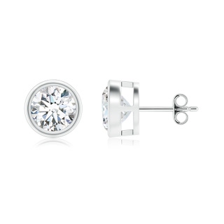 7.4mm FGVS Lab-Grown Bezel-Set Diamond Solitaire Stud Earrings in S999 Silver