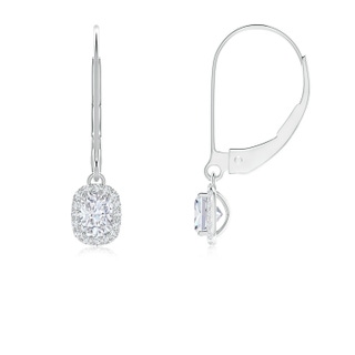 4x3mm FGVS Lab-Grown Cushion Diamond Leverback Earrings with Halo in P950 Platinum