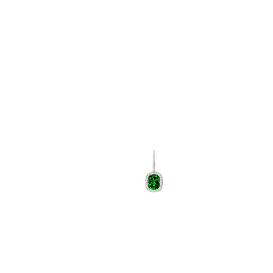 10x8mm Labgrown Lab-Grown Cushion Emerald Leverback Earrings with Lab Diamond Halo in P950 Platinum ear