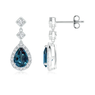 7x5mm Labgrown Pear Lab-Grown Alexandrite Drop Earrings with Diamond Halo in P950 Platinum