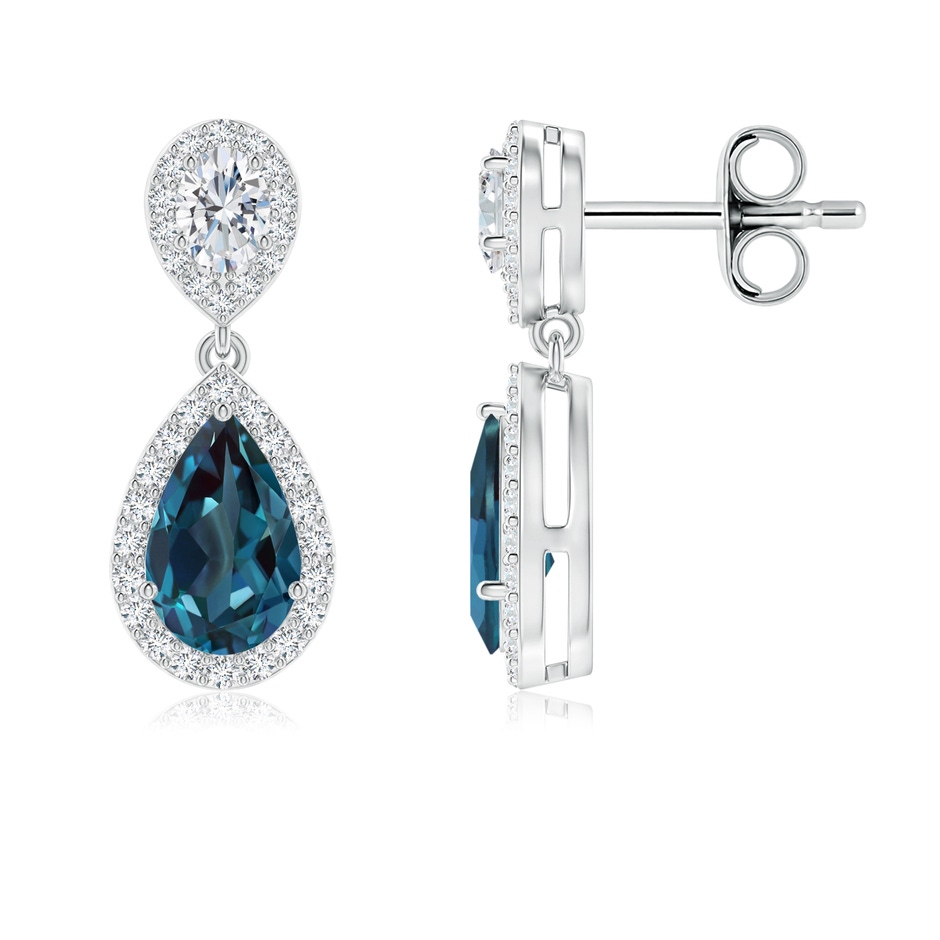 8x5mm Labgrown Pear Lab-Grown Alexandrite & Oval Diamond Drop Earrings with Halo in P950 Platinum 