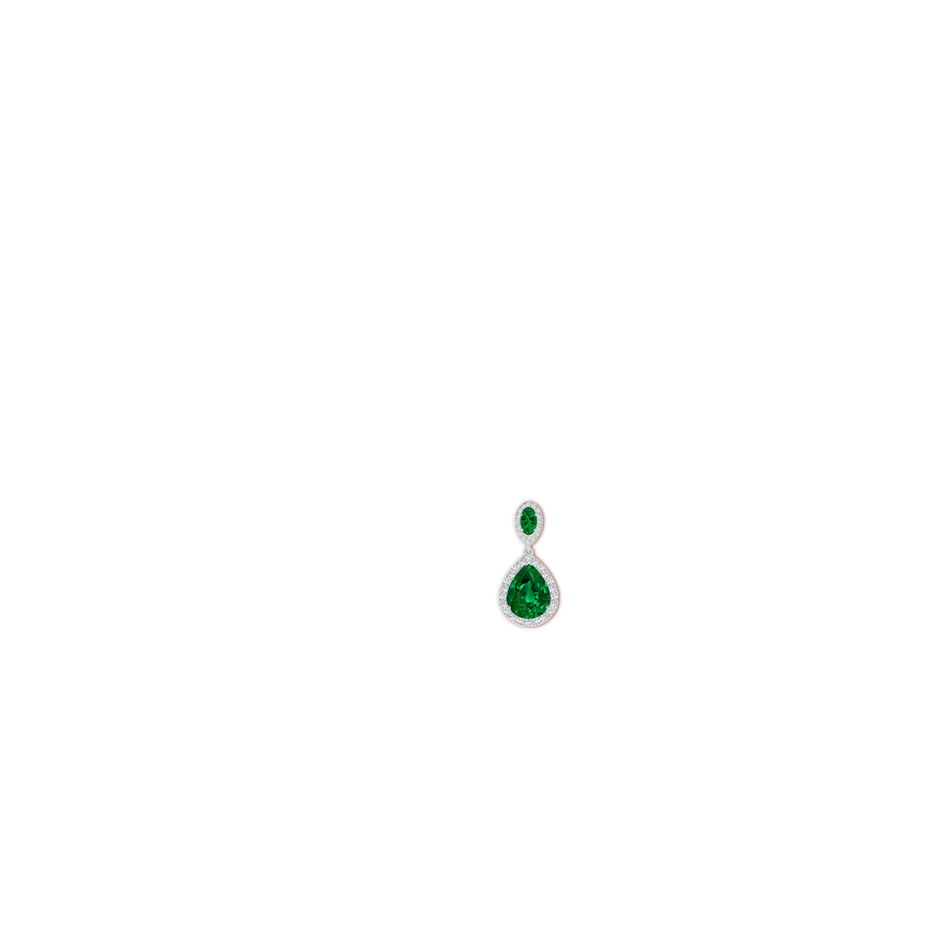 10x8mm Labgrown Oval and Pear Lab-Grown Emerald Halo Drop Earrings in P950 Platinum ear
