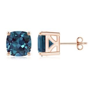 8mm Labgrown Cushion Lab-Grown Alexandrite Solitaire Stud Earrings in 18K Rose Gold