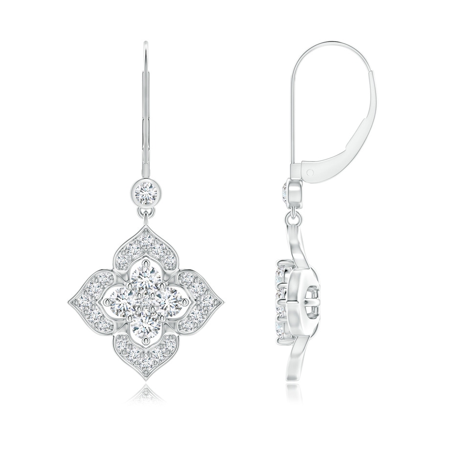 2.7mm FGVS Lab-Grown Diamond Clover Leverback Earrings in White Gold 