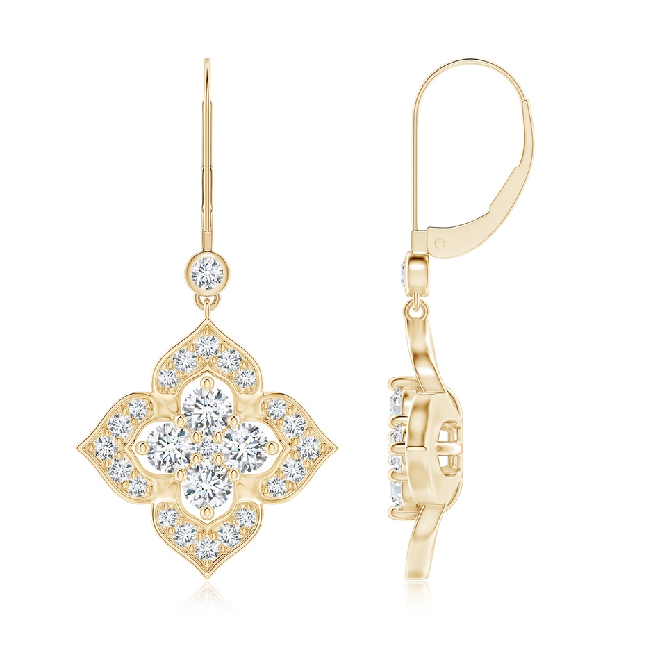 3.2mm FGVS Lab-Grown Diamond Clover Leverback Earrings in Yellow Gold 