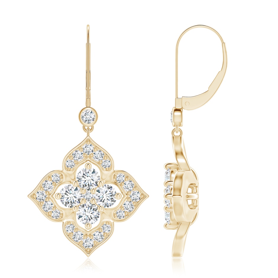 3.5mm FGVS Lab-Grown Diamond Clover Leverback Earrings in Yellow Gold 