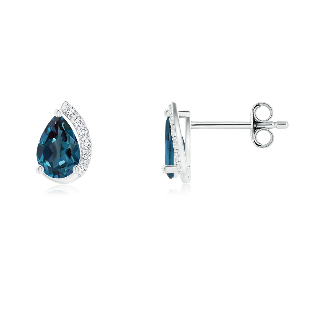 6x4mm Labgrown Solitaire Pear Lab-Grown Alexandrite Swirl Stud Earrings with Diamond Accents in P950 Platinum