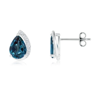 7x5mm Labgrown Solitaire Pear Lab-Grown Alexandrite Swirl Stud Earrings with Diamond Accents in P950 Platinum