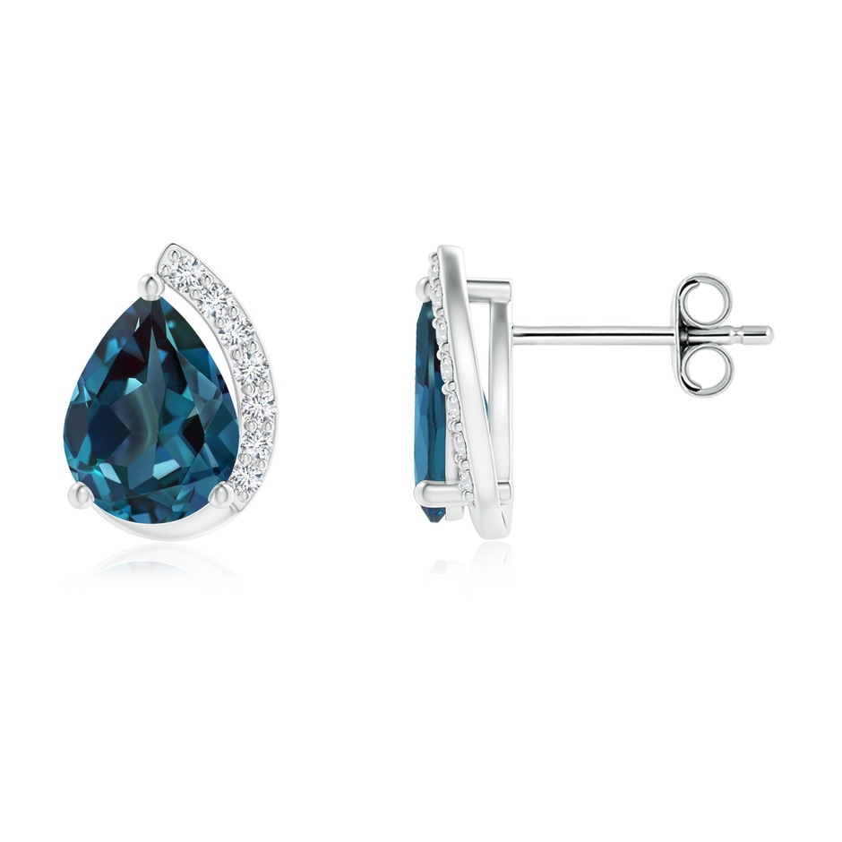 8x6mm Labgrown Solitaire Pear Lab-Grown Alexandrite Swirl Stud Earrings with Diamond Accents in White Gold 