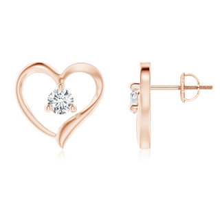 4.1mm FGVS Lab-Grown Prong-Set Round Diamond Open Heart Stud Earrings in 9K Rose Gold